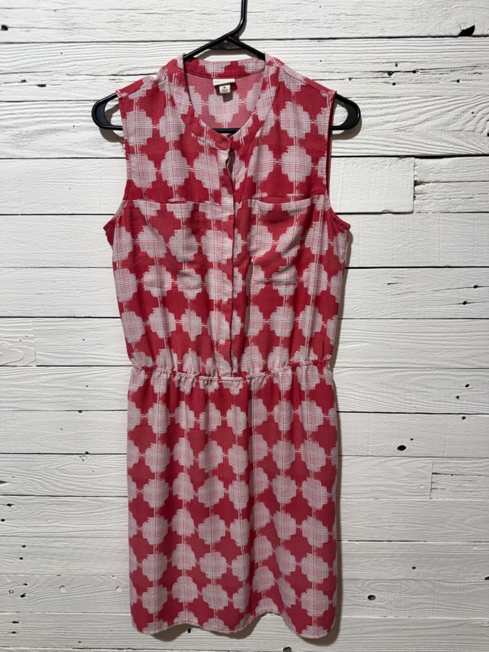 Merona Red and White Sleeveless Patterned Mini Dress